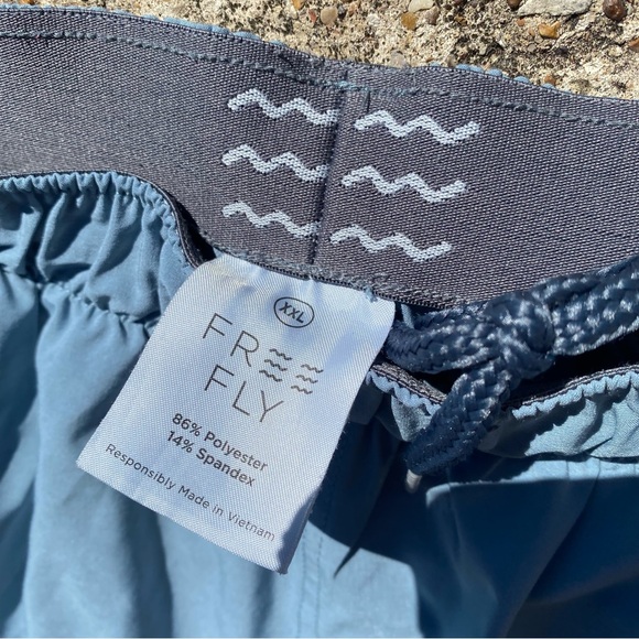 Mens Free Fly Breeze Shorts Blue Bamboo Viscose Workout Shorts Size 2XL 8” - Picture 3 of 5